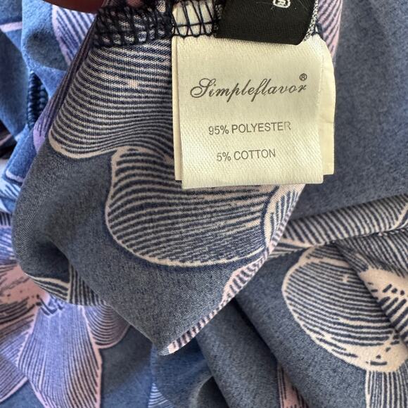 Simple Flavor Purple & Pink Floral Print Long Sleeve Knee Length A-Line Dress - Picture 7 of 8